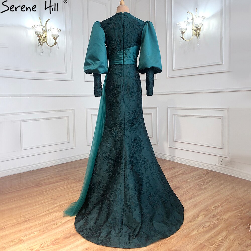 Muslim Green Lantern Sleeves  Evening Dresses Gowns 2025 Mermaid Elegant For Women Party LA71160