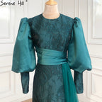 Muslim Green Lantern Sleeves  Evening Dresses Gowns 2025 Mermaid Elegant For Women Party LA71160