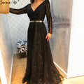 Muslim Green Luxury Elegant Evening Dresses Gowns 2025 Long Sleeves Beading For Women Party LA70790