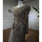 Muslim Green Mermaid Elegant With Oversk Sexy Lace Beaded Luxury Evening Dresses Gowns For Women Party 2025 LA72123
