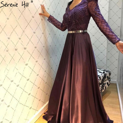 Muslim Green Satin Evening Dresses Gowns 2025 Beaded A-Line For Women Wedding Party LA71252