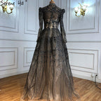Muslim Grey Luxury  A lineEvening Dresses Gowns 2025 A-Line Beading For Woman Wedding Party  LA71126