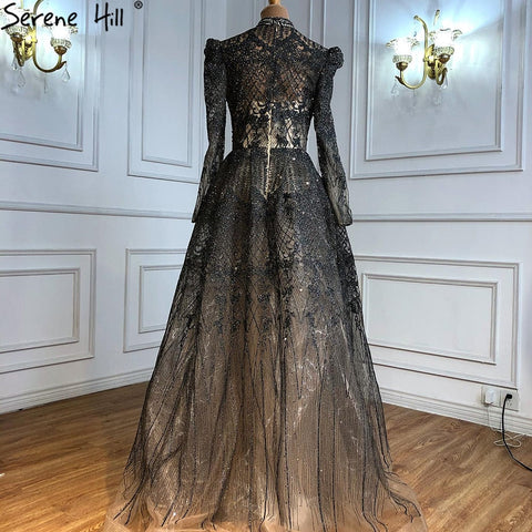 Muslim Grey Luxury  A lineEvening Dresses Gowns 2025 A-Line Beading For Woman Wedding Party  LA71126