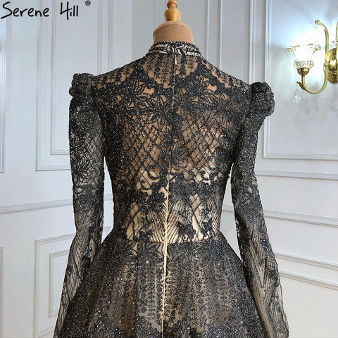 Muslim Grey Luxury  A lineEvening Dresses Gowns 2025 A-Line Beading For Woman Wedding Party  LA71126