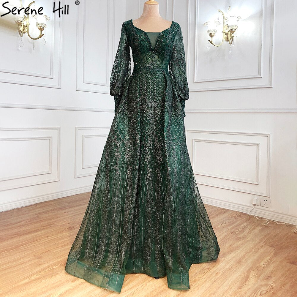 Muslim Grey Luxury Beading With Train   Mermaid Evening Dresses Gowns 2025 For Woman Party  LA71056