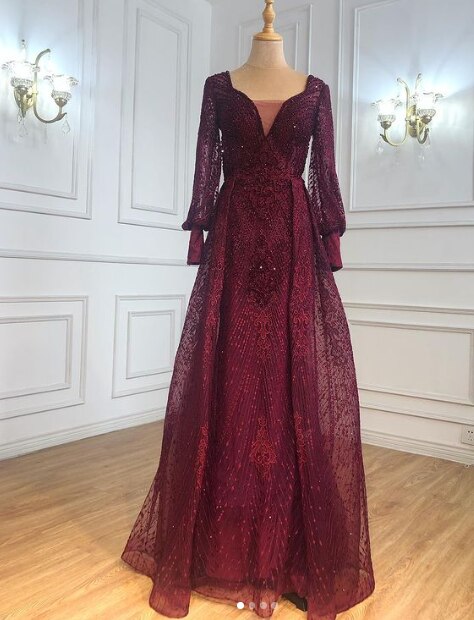 Muslim Grey Luxury Beading With Train   Mermaid Evening Dresses Gowns 2025 For Woman Party  LA71056