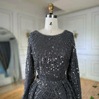 Muslim Grey Mermaid Pearls Beaded Evening Dresses Gowns For Formal Occasion LA72032H  2025