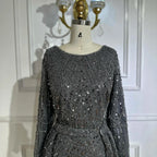 Muslim Grey Mermaid Pearls Beaded Evening Dresses Gowns For Formal Occasion LA72032H  2025