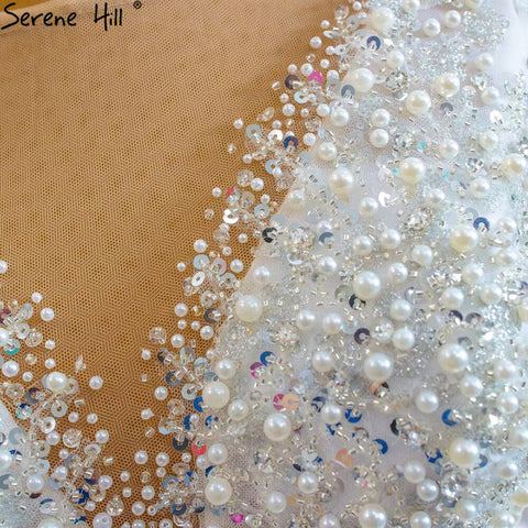 Muslim Ivory Luxury Wedding Dresses 2025 Beading Pearls Ball Gown Bridal Dress HM67260 Custom Made