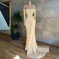 Muslim Ivory Mermaid Elegant With Skirt O Neck Luxury Beaded Evening Gowns 2025 For Women Party LA71767