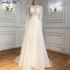 Muslim Ivory With Train Wedding Dresses 2025 Luxury Mermaid Elegant Beading Bride Dress HA2478 Custom Made