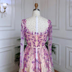 Muslim Lilac A Line O Neck Beaded Dubai Luxury Long Evening Dresses Gowns 2025 For Women Wedding Party LA71958
