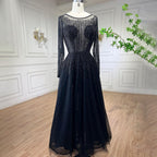 Muslim Luxury Beaded Caramel A-Line Midi  Ankle-Length Evening Dresses Gowns 2025 Formal Woman Wedding Party LA71111