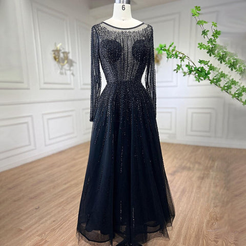 Muslim Luxury Beaded Caramel A-Line Midi  Ankle-Length Evening Dresses Gowns 2025 Formal Woman Wedding Party LA71111