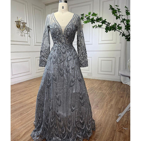 Muslim Luxury Beaded Turquoise A Line Midi  Evening Dresses Gowns 2025 Formal Woman Wedding Party LA72122