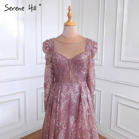 Muslim Luxury Blue Evening Dresses Gowns A-Line Beaded Lace 2025 For Women Party LA71312