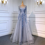 Muslim Luxury Gold Evening Dresses Gowns 2025 Beaded Sparkle A-Line For Women Party  LA71605