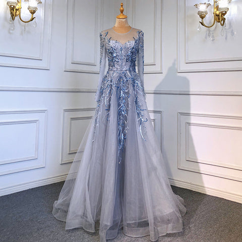 Muslim Luxury Gold Evening Dresses Gowns 2025 Beaded Sparkle A-Line For Women Party  LA71605