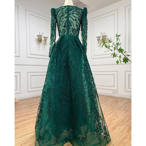 Muslim Luxury Green Mermaid Evening Dress with Overskirt  Arabic  For Women Wedding Party 2025 LA71610A