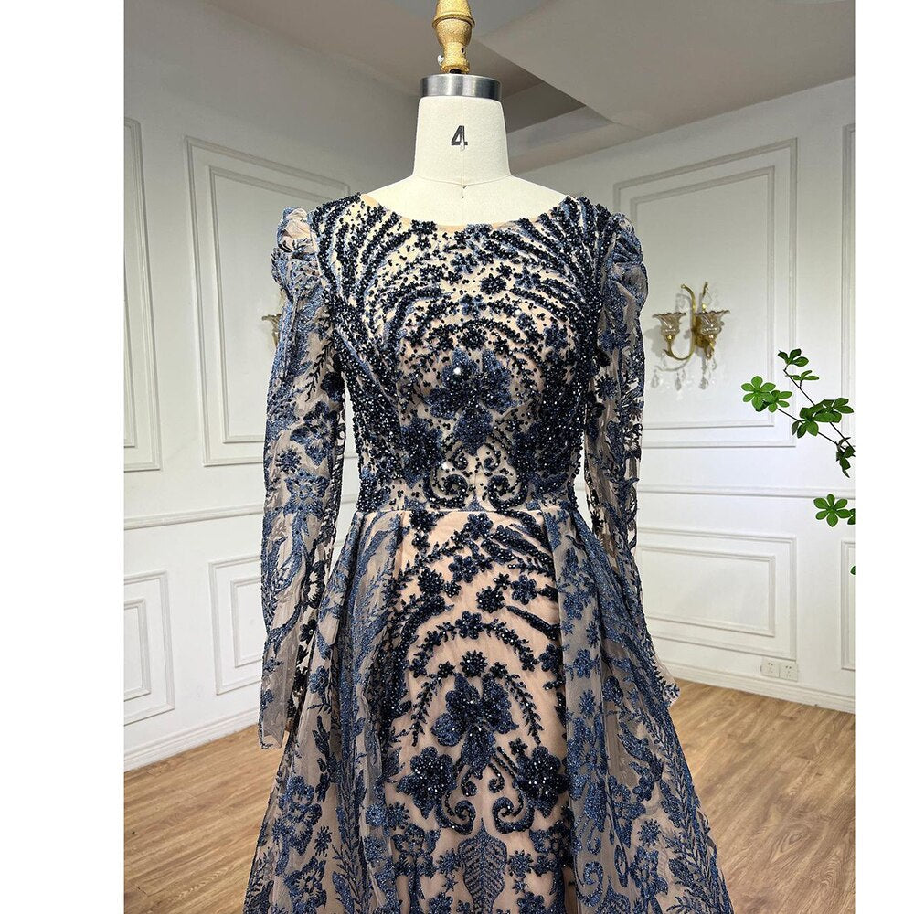 Muslim Luxury Green Mermaid Evening Dress with Overskirt  Arabic  For Women Wedding Party 2025 LA71610A
