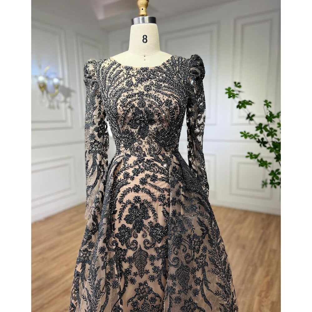 Muslim Luxury Green Mermaid Evening Dress with Overskirt  Arabic  For Women Wedding Party 2025 LA71610A
