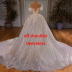 Muslim Luxury Ivory Wedding Dresses Gowns 2025 Crystal Beading Sexy Bride Dress HM67226 Custom Made