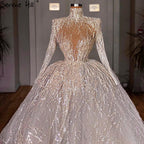 Muslim Luxury Ivory Wedding Dresses Gowns 2025 Crystal Beading Sexy Bride Dress HM67226 Custom Made