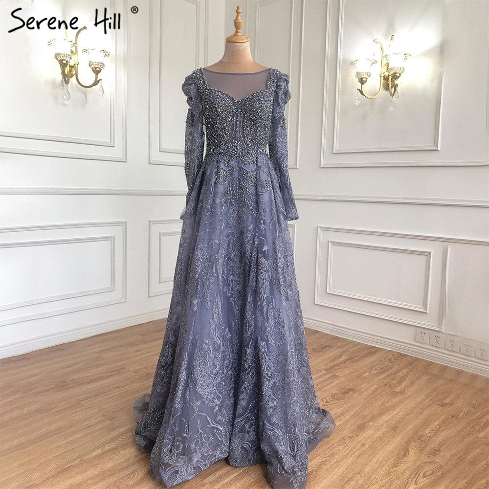 Muslim Luxury Pink Evening Dresses Gowns 2025 A-Line Beaded Lace For Women Party Dress LA71312