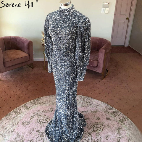 Muslim Luxury Wine Red Evening Dresses Gowns 2025 Elegant Mermaid For Woman Party LA71436