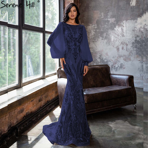 Muslim Mermaid Gold Evening Dresses Gowns 2025 Sparkle Luxury Elegant For Women Party LA70953