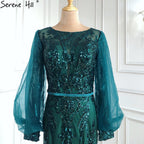 Muslim Mermaid Gold Evening Dresses Gowns 2025 Sparkle Luxury Elegant For Women Party LA70953