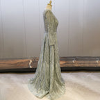 Muslim Mint A-Line Evening Dresses Gowns 2025 Beaded Overskirt Luxury For Women Party LA71658