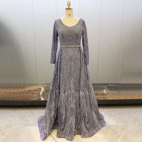 Muslim Mint A-Line Evening Dresses Gowns 2025 Beaded Overskirt Luxury For Women Party LA71658