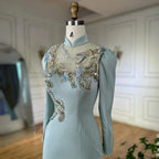Muslim Mint Mermaid Beaded Satin Evening Dress Gown with Corset for Formal Occasion LA72797C  2025