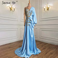 Muslim Mint Mermaid Elegant Beaded Satin Overskirt  Evening Dresses Gowns Plus Size 2025 For Women Party LA71278