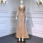 Muslim Nude Meramid Luxury Evening Dresses Gowns Beaded Feathers Elegant 2025 For Women Party LA71093