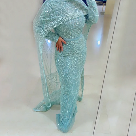 Robe de soirée musulmane de luxe, style sirène, couleur chair, style Dubaï, LA72032m 