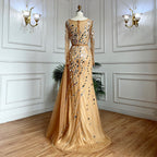 Muslim Nude Mermaid With Overskirt Beaded Long Evening Dresses Gowns For Woman  wedding Party 2025 LA71757