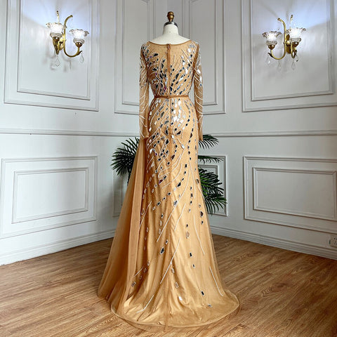 Muslim Nude Mermaid With Overskirt Beaded Long Evening Dresses Gowns For Woman  wedding Party 2025 LA71757