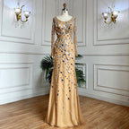 Muslim Nude Mermaid With Overskirt Beaded Long Evening Dresses Gowns For Woman  wedding Party 2025 LA71757