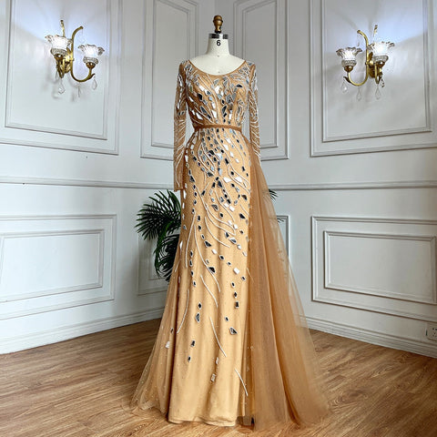 Muslim Nude Mermaid With Overskirt Beaded Long Evening Dresses Gowns For Woman  wedding Party 2025 LA71757