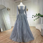 Dusty Pink Long Sleeves Dubai Luxury Evening Dresses  Gowns For Party LA71915