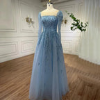 Vestidos largos de noche de lujo, corte A, con cuentas, color rosa musulmán, de Serene Hill, ideales para bodas y fiestas. 