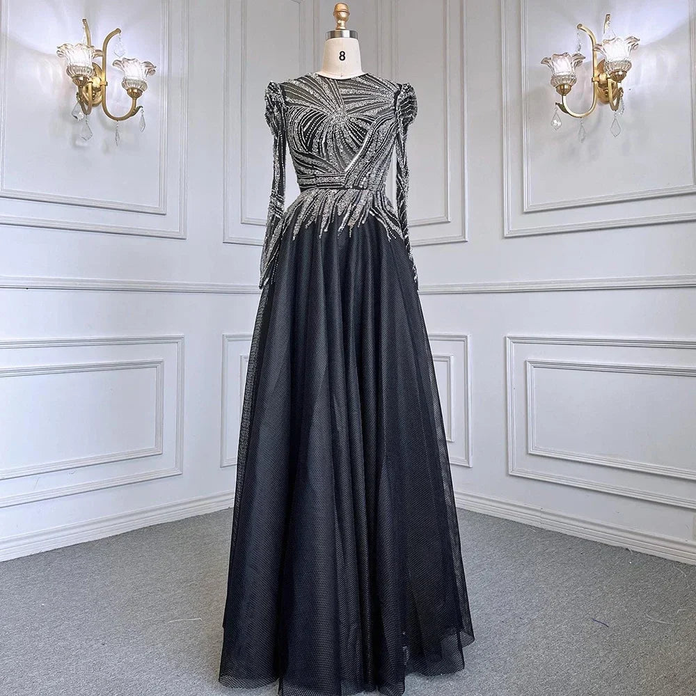 Muslim Pink  A-Line Beaded Luxury Evening Dresses Gowns 2025 For Women Wedding Party LA71290A