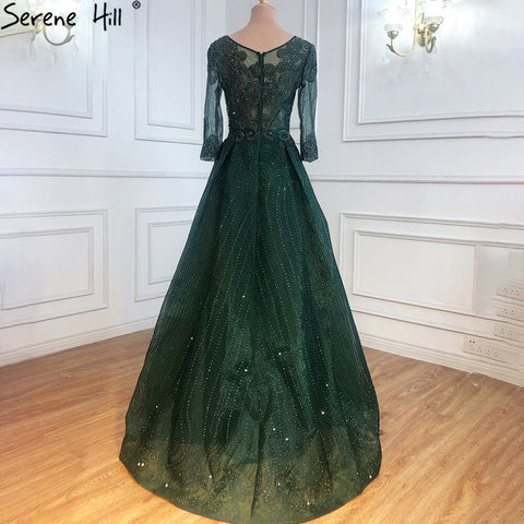 Muslim Pink Lace Beaded  Plus Size Crystal Evening Dresses Gowns 2025 A-Line Luxury For Woman Party  LA70773A