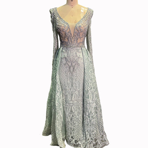 Muslim Pink Mermaid Elegant Luxury With Train Evening Party Wear Dresses Gowns 2025 For Women Plus Size LA70159