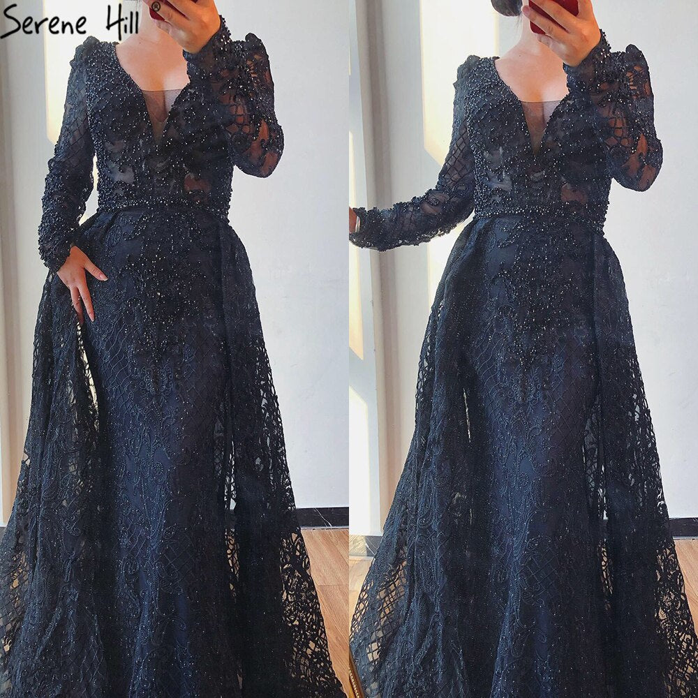 Muslim Pink Mermaid Elegant Luxury With Train Evening Party Wear Dresses Gowns 2025 For Women Plus Size LA70159
