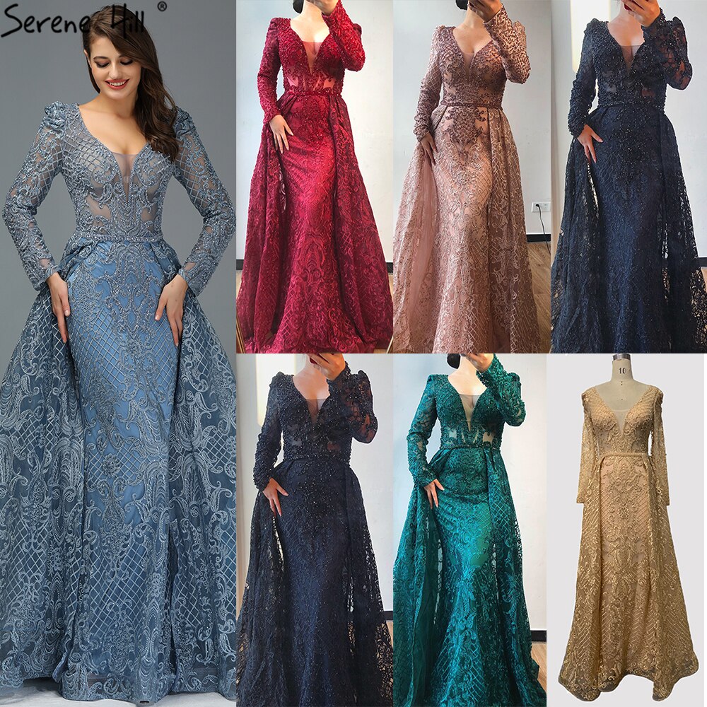 Muslim Pink Mermaid Elegant Luxury With Train Evening Party Wear Dresses Gowns 2025 For Women Plus Size LA70159