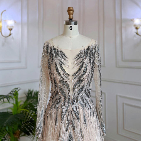 Muslim Purple A Line Lace Beaded Arabic Luxury Evening Dresses Gowns 2025 For Women Wedding Party LA71930