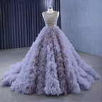 Muslim Purple Lace Up Beaded Luxury Ball Gown Elegant Bride Gowns Wedding Dress 2025 High End Custom Made HM222115